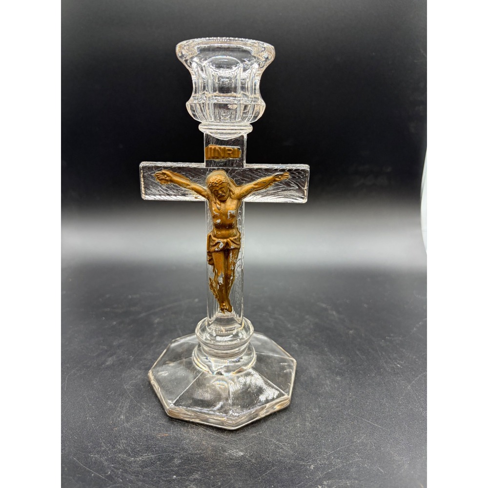 Vintage‎ Jesus On The Cross Candlestick